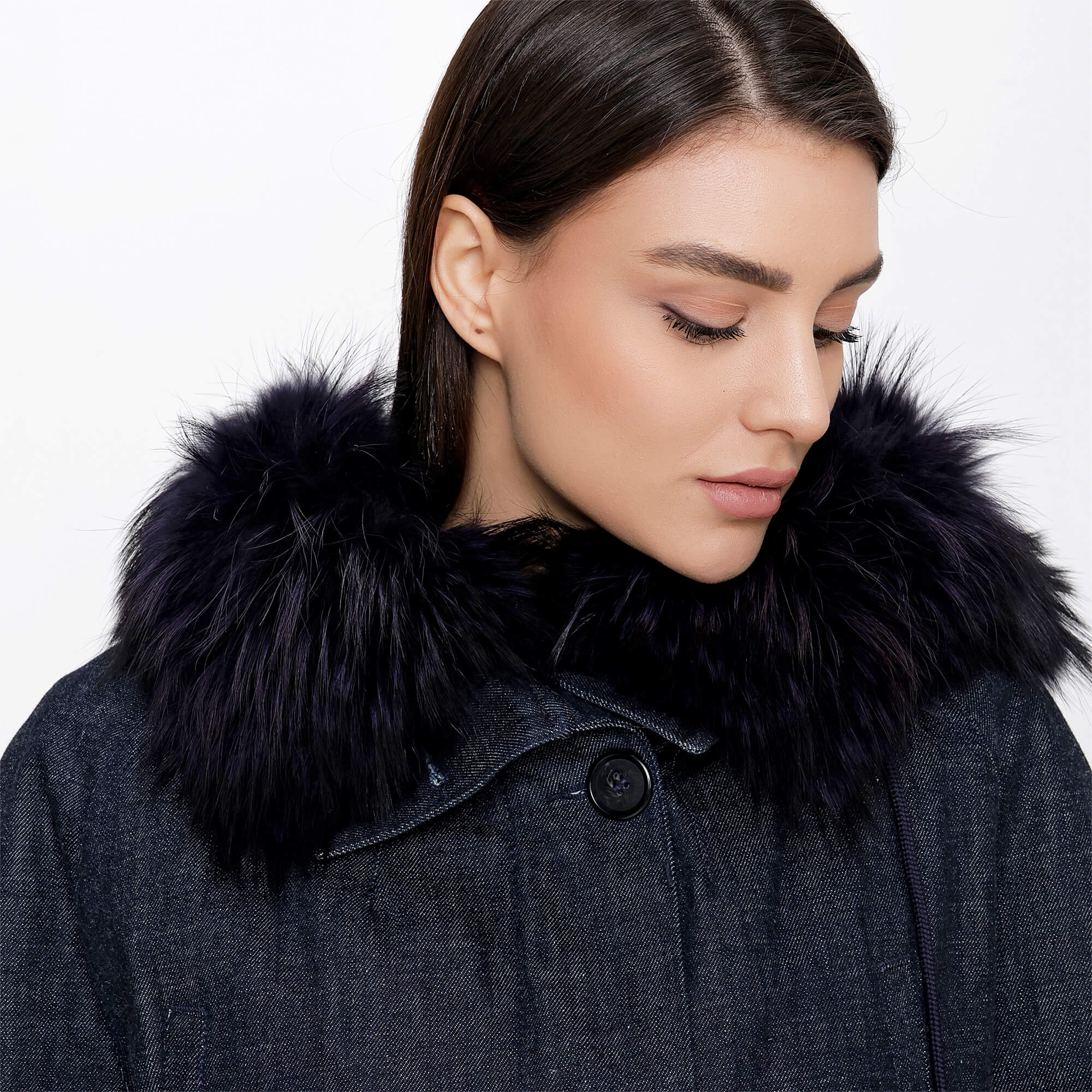 Yves Salomon Army - Denim Fur Detail Long Coat